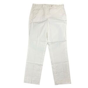 Brooks Brothers Ankle Pants Women's Size 10 White Flat Front Stretch Casual Wear